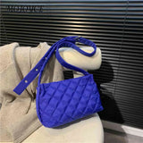 Quilted Women Shoulder Bags Winter Female Underarm Bags Soft Buckle Casual