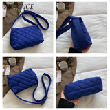 Quilted Women Shoulder Bags Winter Female Underarm Bags Soft Buckle Casual