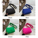 Quilted Women Shoulder Bags Winter Female Underarm Bags Soft Buckle Casual