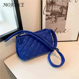 Quilted Women Shoulder Bags Winter Female Underarm Bags Soft Buckle Casual