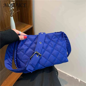 Quilted Women Shoulder Bags Winter Female Underarm Bags Soft Buckle Casual