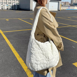 Quilted Women Tote Handbag Large Capacity Bubble Messenger Handbag