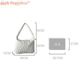 Quilted Women Tote Handbag Large Capacity Pleated Bubble Women Tote Bags Cotton