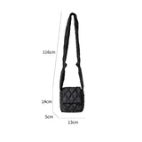 Quilting Nylon Padded Women's Crossbody Bag Plaid Embroidery Mini Phone Bag