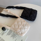 Quilting Nylon Padded Women's Crossbody Bag Plaid Embroidery Mini Phone Bag