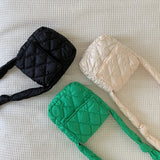 Quilting Nylon Padded Women's Crossbody Bag Plaid Embroidery Mini Phone Bag