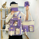 4-Piece Teenagers School Backpack Set Large Capacity Boys Girls Shoulder Bag