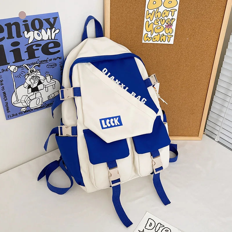 College Students Backpack Contrast Schoolbag For Boys