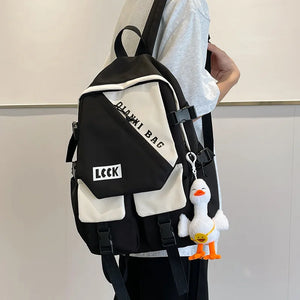 College Students Backpack Contrast Schoolbag For Boys