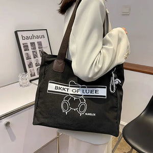 Canvas Women's Bear Tote Bag Large Capacity Casual Messenger Bags