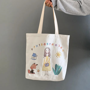 Canvas Shoulder Bag Japanese Students School Tote Bag