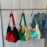Stylish Contrast Canvas Tote Bag for Women's Travel