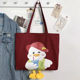 Duck Canvas Women's Shoulder Bag Large Capacity Shopper Handbag