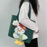 Duck Canvas Women's Shoulder Bag Large Capacity Shopper Handbag