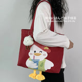 Duck Canvas Women's Shoulder Bag Large Capacity Shopper Handbag