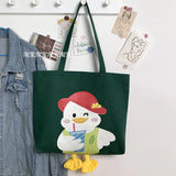 Duck Canvas Women's Shoulder Bag Large Capacity Shopper Handbag
