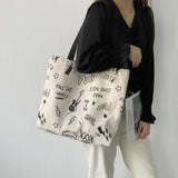 Large Capacity Canvas Women's Shoulder Bag Japanese Retro Ulzzang
