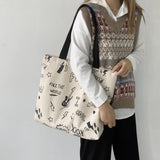 Large Capacity Canvas Women's Shoulder Bag Japanese Retro Ulzzang