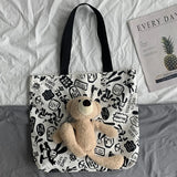 Graffiti Canvas Women's Shoulder Tote Bag Shopping Bags