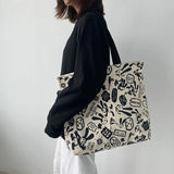 Graffiti Canvas Women's Shoulder Tote Bag Shopping Bags