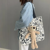 Graffiti Canvas Women's Shoulder Tote Bag Shopping Bags