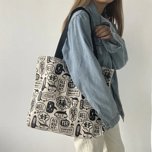 Ulzzang Canvas Shoulder Bag for Women