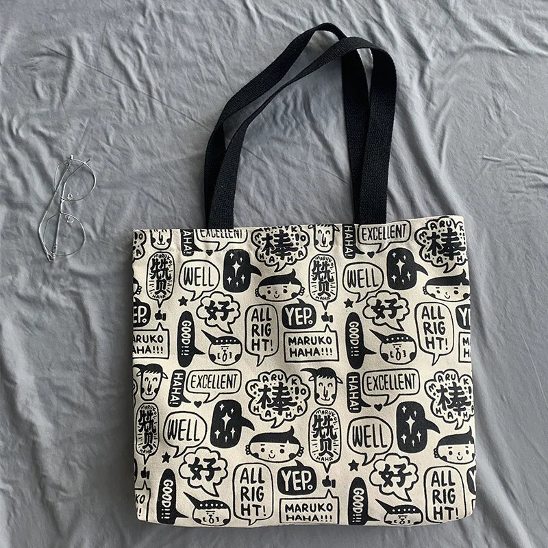 Ulzzang Canvas Shoulder Bag for Women