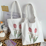 Tulip Canvas Women's Shoulder Bag Large Capacity Students Class Bag