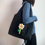 Women's Shoulder Bag Fresh Flowers Art Red Canvas Shopping Bag