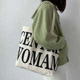 Letter Canvas Women's Shoulder Bag Large Capacity Shopper Tote Bags