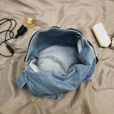 Retro Washed Denim Shoulder Bag Large Capacity Canvas Handbags