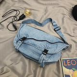 Retro Washed Denim Shoulder Bag Large Capacity Canvas Handbags