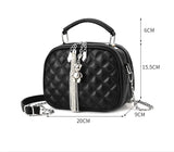 Women's Lingge Tassel Shoulder Bag Cross Body Chain Round Purse