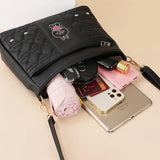 R070 Shoulder Messenger Bag Rhombus Small Square Bag Composite Fiber Leather