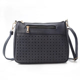 Double Zipper Women Messenger Bags Hollow PU Leather Shoulder Bag