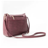 Double Zipper Women Messenger Bags Hollow PU Leather Shoulder Bag