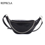 High PU Leather Fanny Pack Waist Bag with Chain