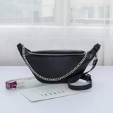 High PU Leather Fanny Pack Waist Bag with Chain