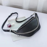 High PU Leather Fanny Pack Waist Bag with Chain