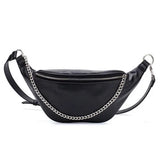 High PU Leather Fanny Pack Waist Bag with Chain