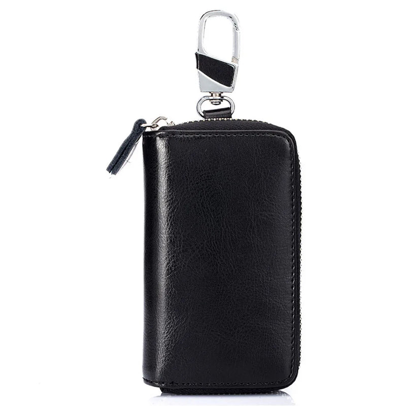 Leather Car Key Holder Wallet Zipper Unisex Key Bag