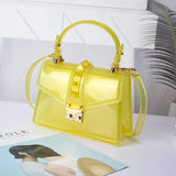PVC Rivet Handbag Candy Flap Jelly Bag Red Yellow Green