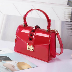 PVC Rivet Handbag Candy Flap Jelly Bag Red Yellow Green