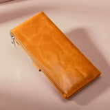 RFID Blocking Leather Wallet Women Long Lady Leather Purse Oil Wax Leather