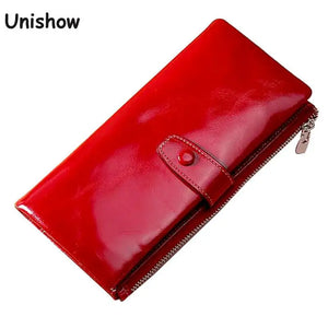RFID Blocking Leather Wallet Women Long Lady Leather Purse Oil Wax Leather