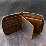 RFID Blocking Leather Wallet for Men with Zipper