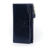 RFID Blocking Leather Women Wallet Lady Leather Purse Oil Wax Leather