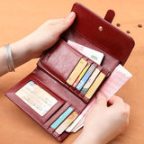 RFID Blocking Leather Women Wallet Medium Ladies Wallets and Purses