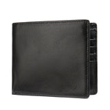 RFID Blocking Men's Oil Wax Skin Wallet Cow Leather Short Wallet
