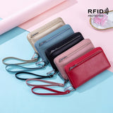 RFID Blocking Wristlet Split Leather Women Wallet Long Lady Purse Clutch